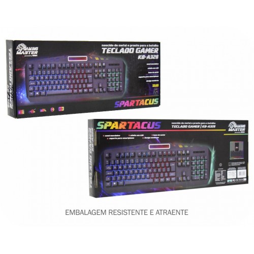 Teclado Gamer K-mex Semi-Mecanico KB-A328 Spartacus (Efeitos de LED nas teclas)