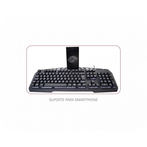 Teclado Gamer K-mex Semi-Mecanico KB-A328 Spartacus (Efeitos de LED nas teclas)